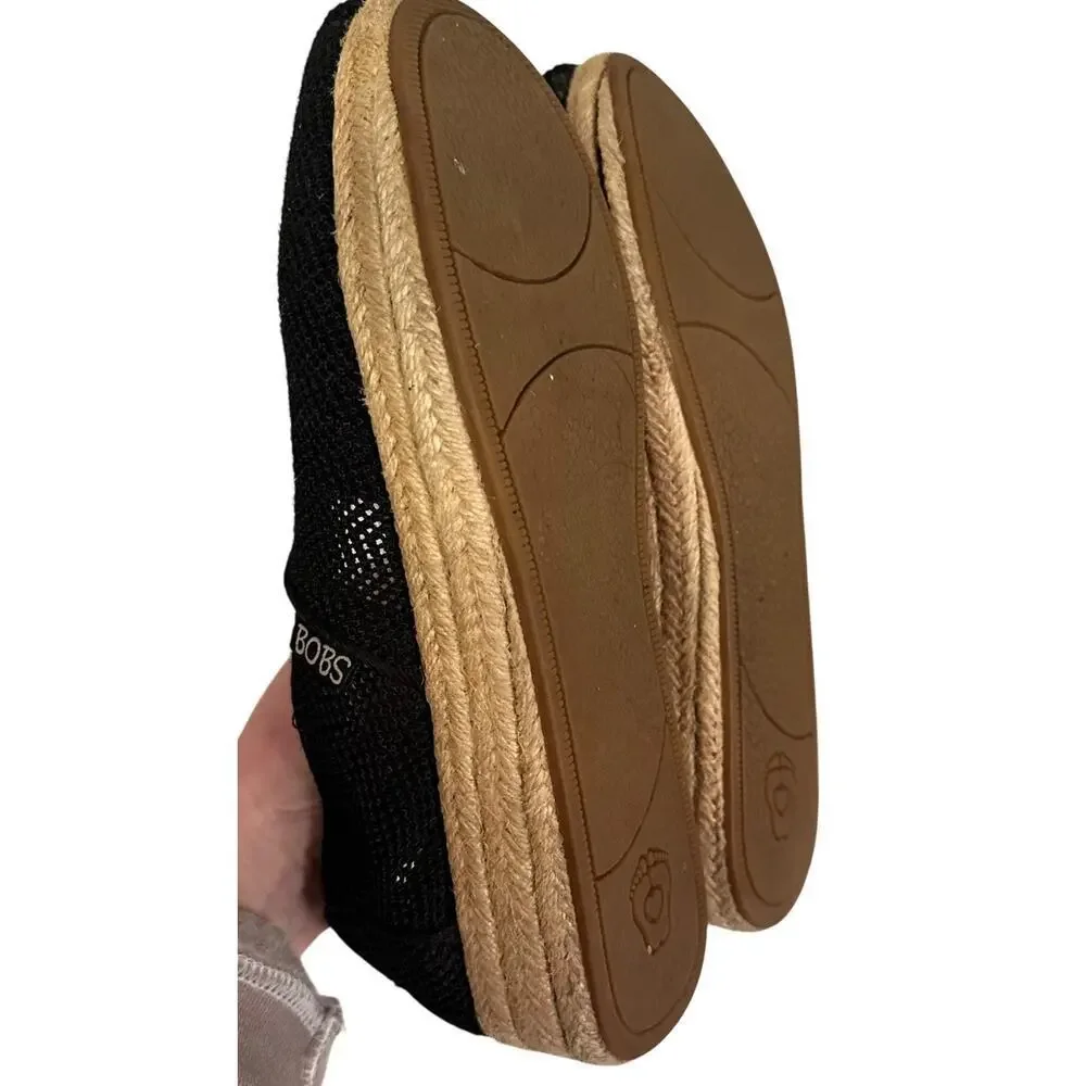 BOBS Women’s‎ Size 8 Black Woven Memory Foam From Sketchers Slip Bohemian EUC